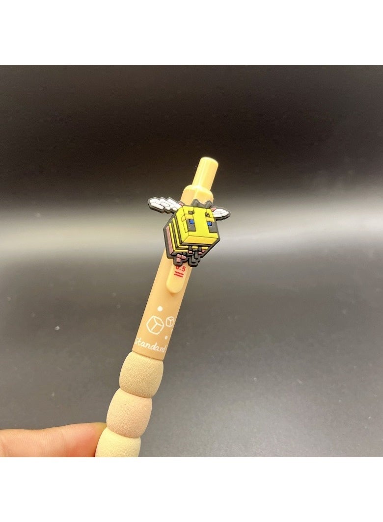 MINECRAFT 6pcs Minecraft Ballpoint Pen Game Merchandise Stationery Magnetic Block Building Block Matching Gel Pen Ballpoint Pen - Image 3